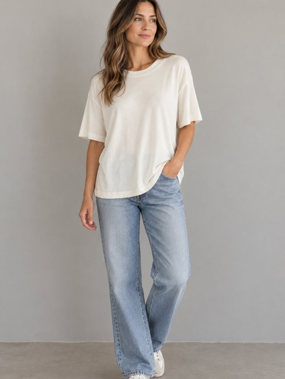 Jenni Kayne California Tee Oversized Cotton Knit Normcore Minimalistic Ivory S